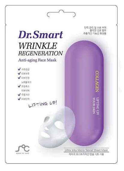 Dr. Smart Wrinkle Regeneration. Anti-aging Face Mask with Collagen Aomi Pack 1box/10pcs