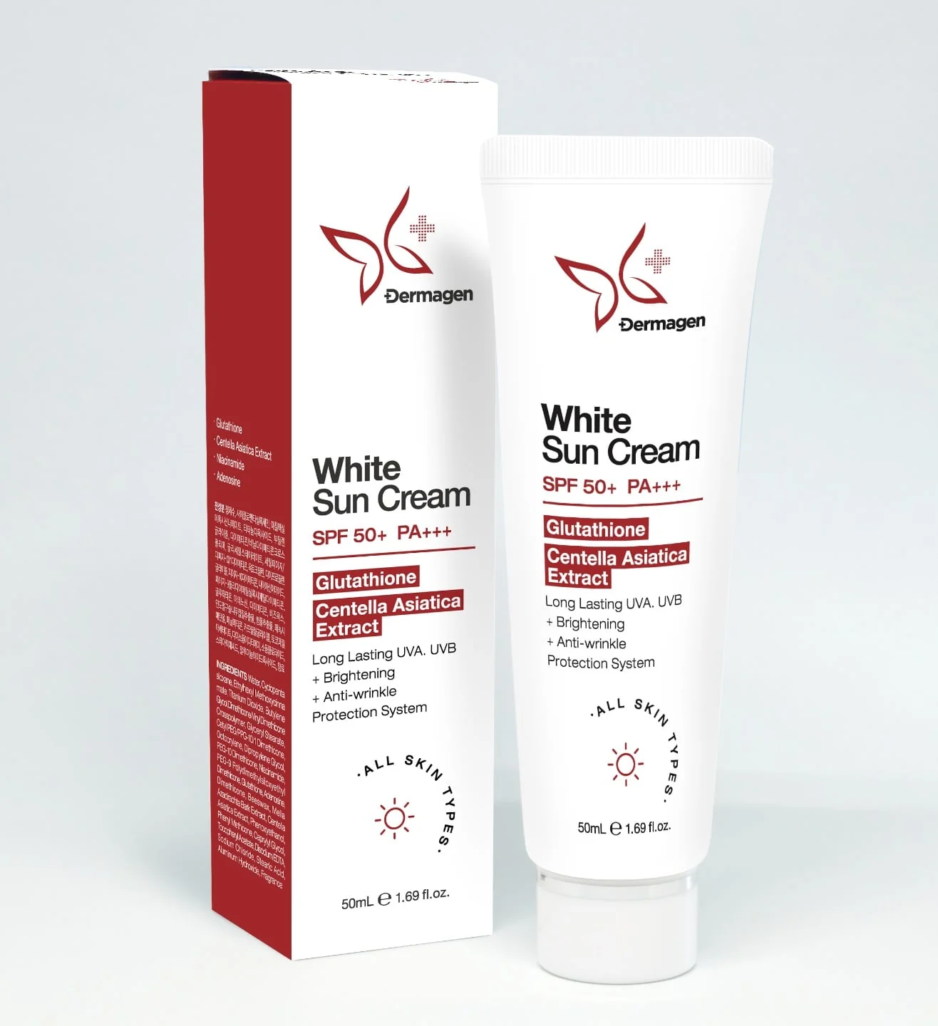 Dermagen Sunscreen Cream SPF50+ PA+++ Prof.Cosmeceutical Glutathione White Sun – 50g